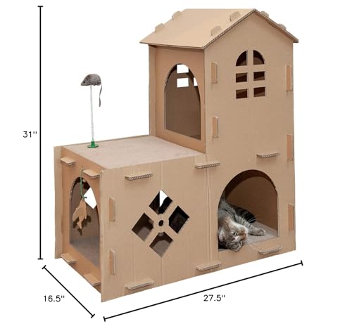 Multi-Level Cardboard Cat House with Catnip