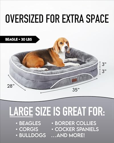 Orthopedic Dog Bed with Bolster Cushion - Gray