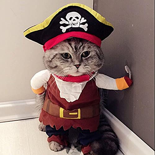 Pirate Dog Cat Costume with Hat - Small