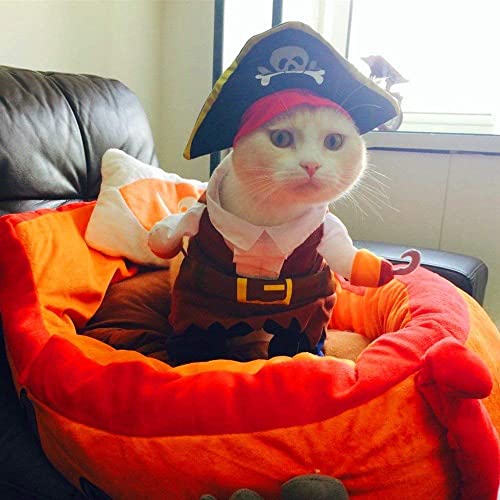 Pirate Dog Cat Costume with Hat - Small