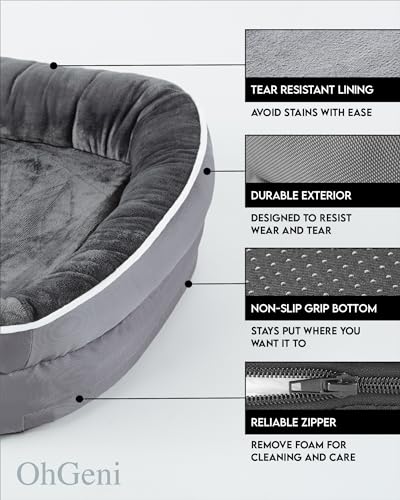 Orthopedic Dog Bed with Bolster Cushion - Gray