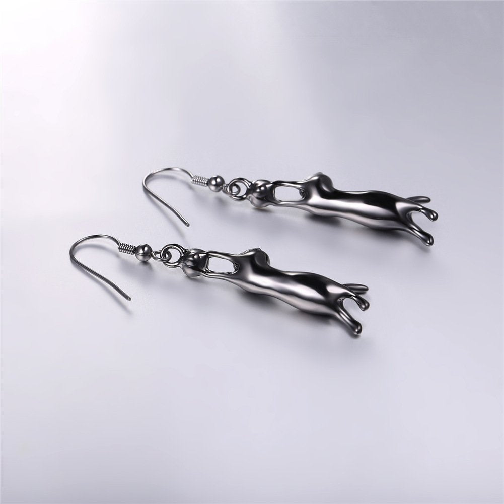 Cat Ear Pendant Earrings with Rhinestones