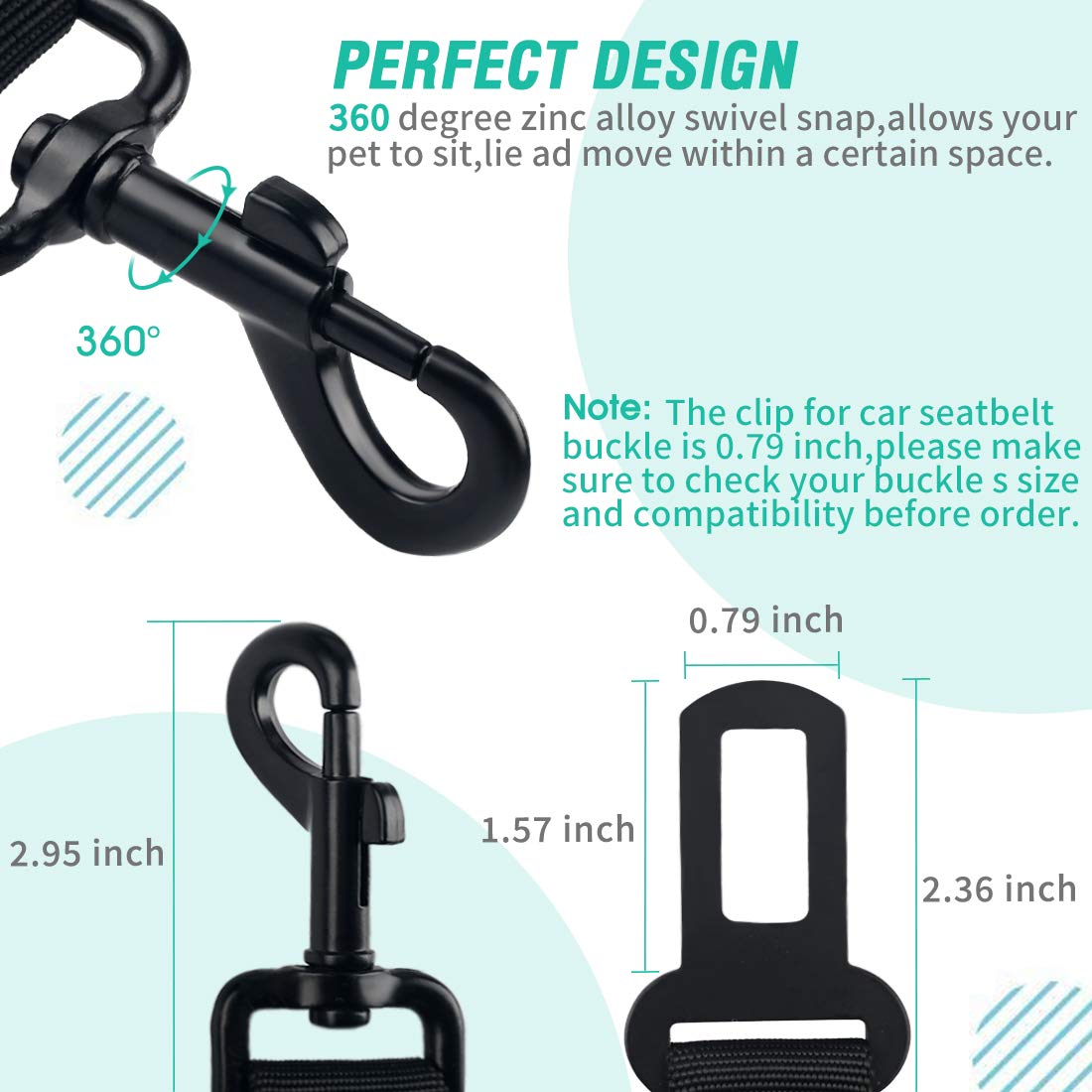 Dog Car Seat Belt - 3 Piece Set