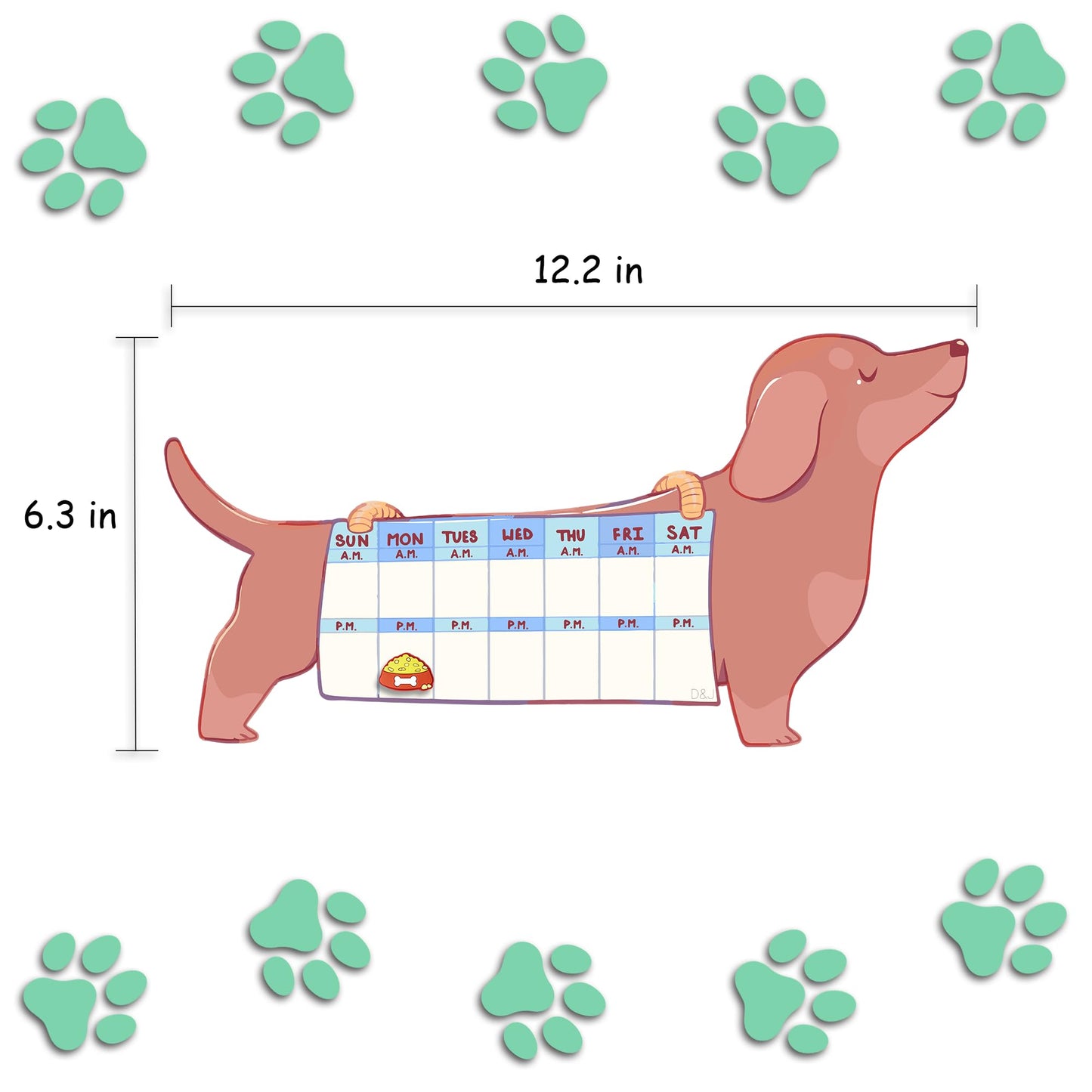 Dog Feeding Reminder Magnet - AM/PM Chart
