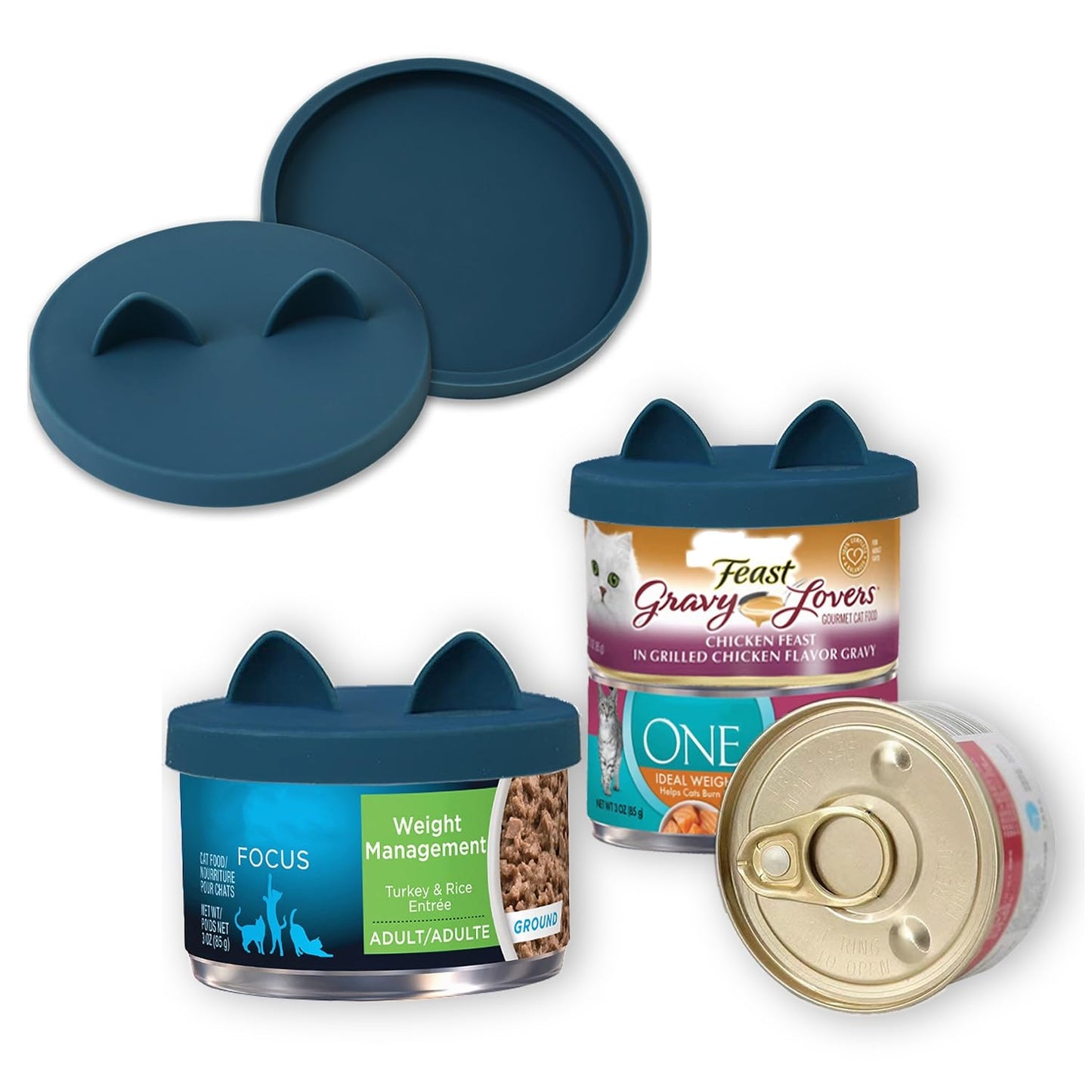 Cat Food Can Lids - 2 Pack, Dark Blue