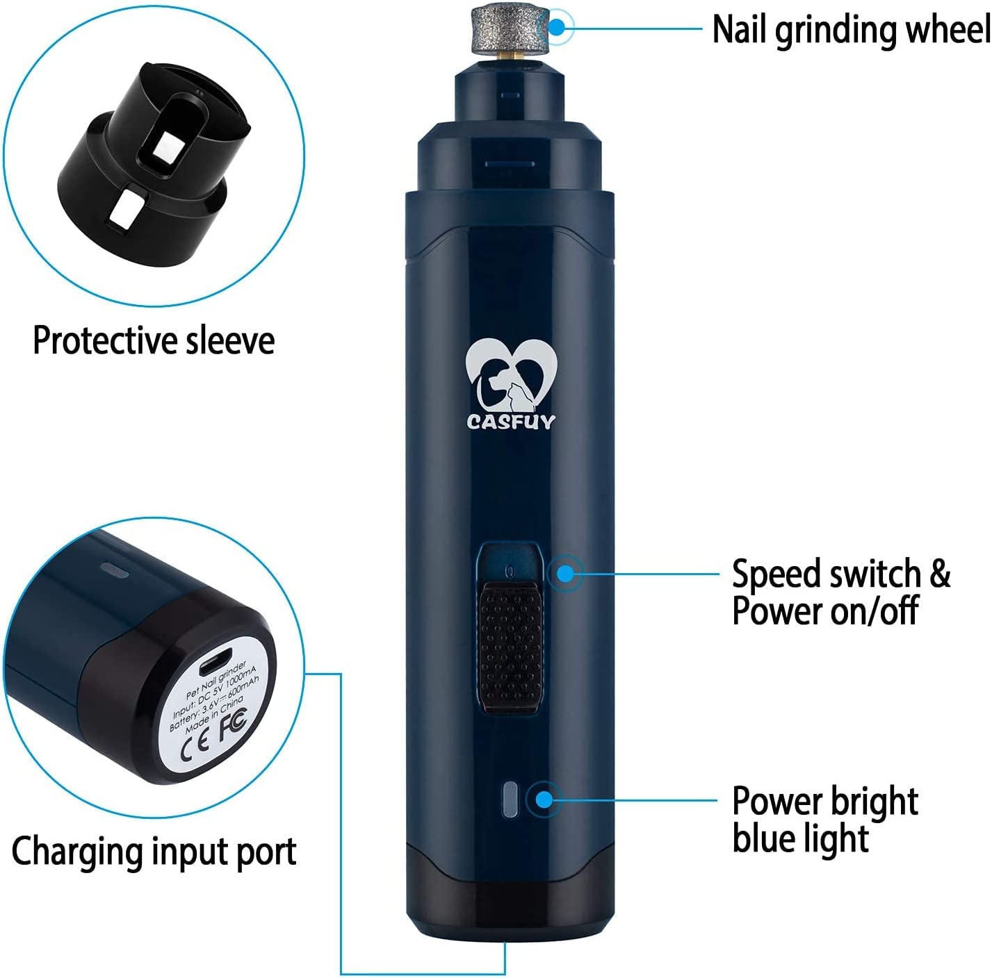 Dog Nail Grinder - 2-Speed Electric Trimmer