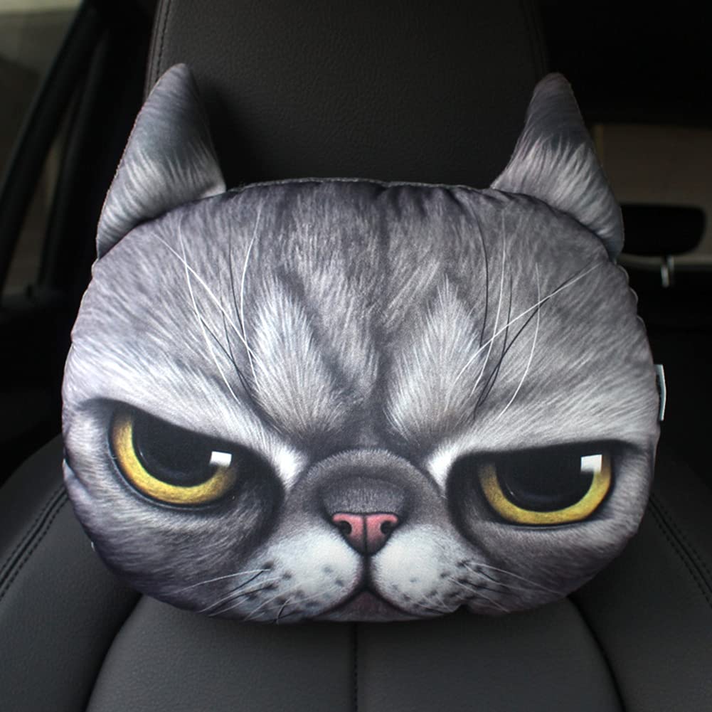 Lifelike Angry Cat Car Headrest Cushion