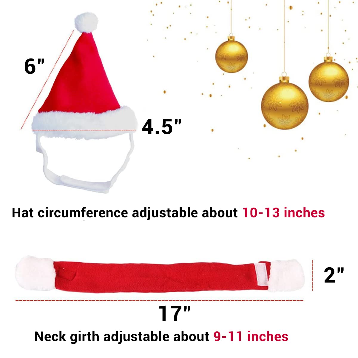 Cat Santa Hat with Scarf - Red