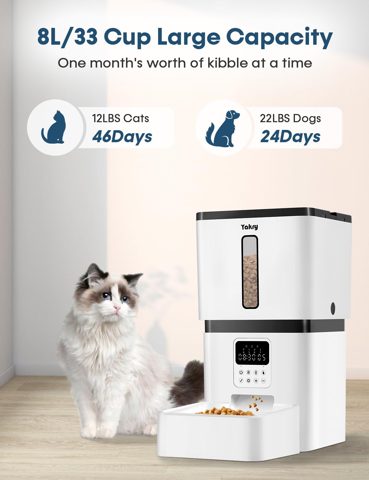 Large Automatic Dog Feeder - 8L Capacity