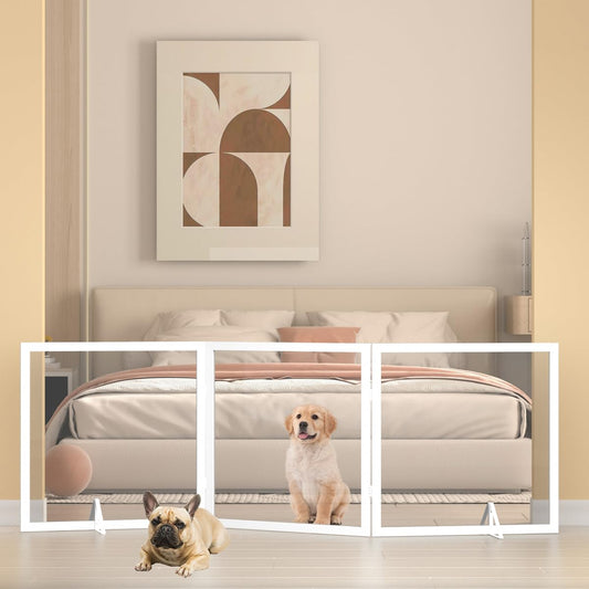 Clear Dog Gate - Freestanding & Foldable