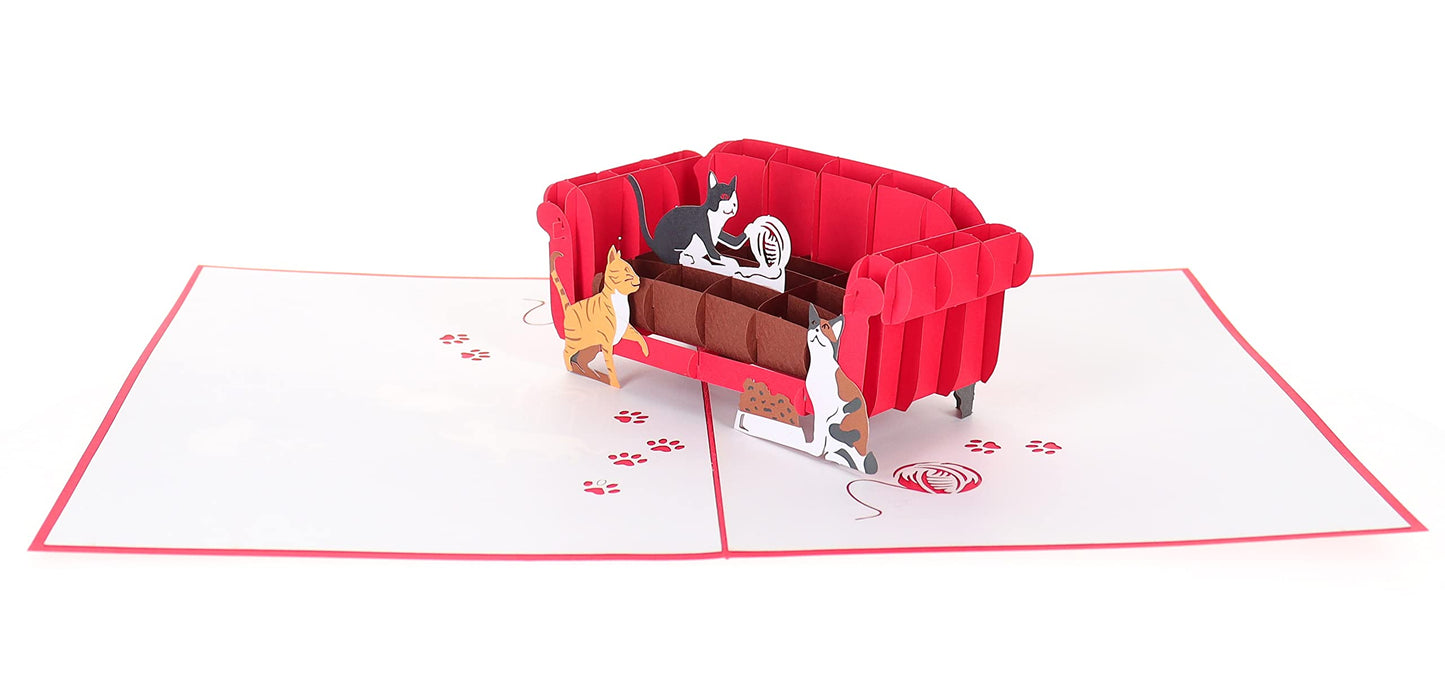 Funny Cats 3D Pop Up Greeting Card