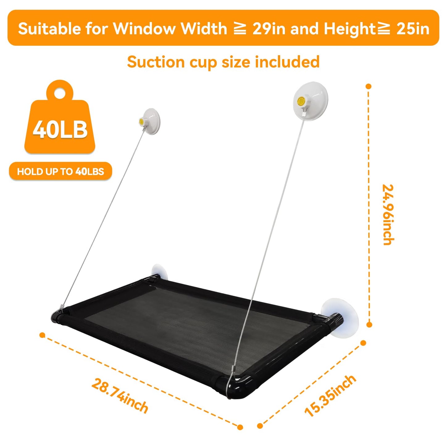 Cat Hammock for Window - Holds Up to 40 Lbs