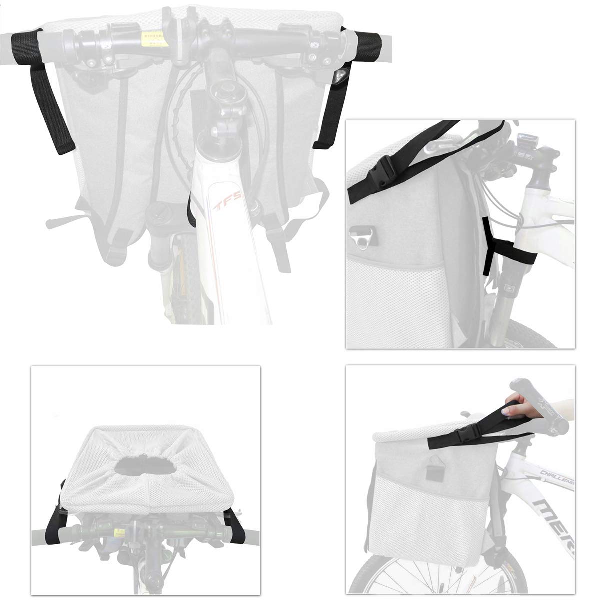 Pet Carrier Bicycle Basket - Grey