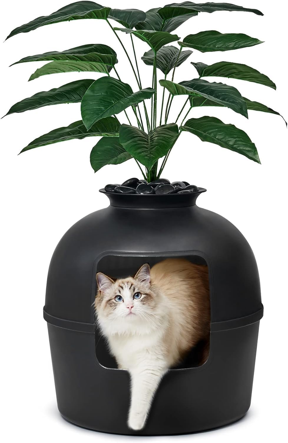 Hidden Litter Box Enclosure - Odor Control, Matte Black