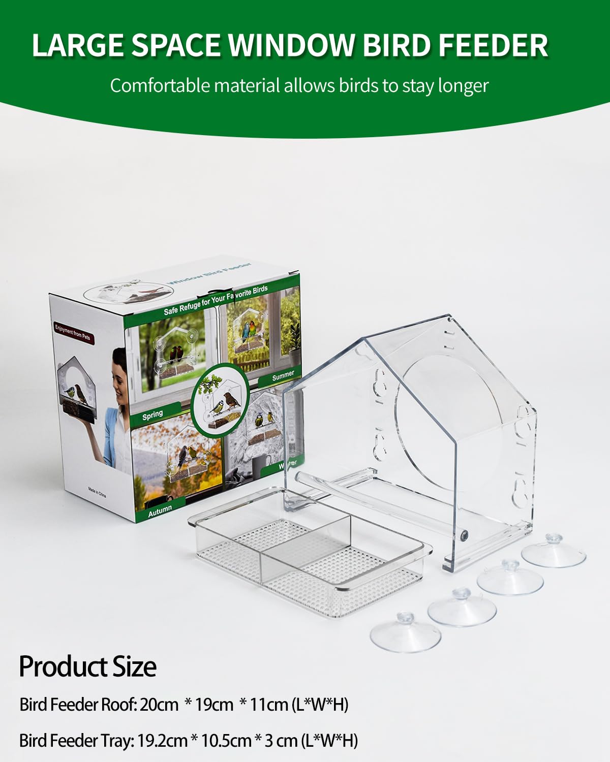 Clear View Window Bird Feeder - Strong Suction Cups