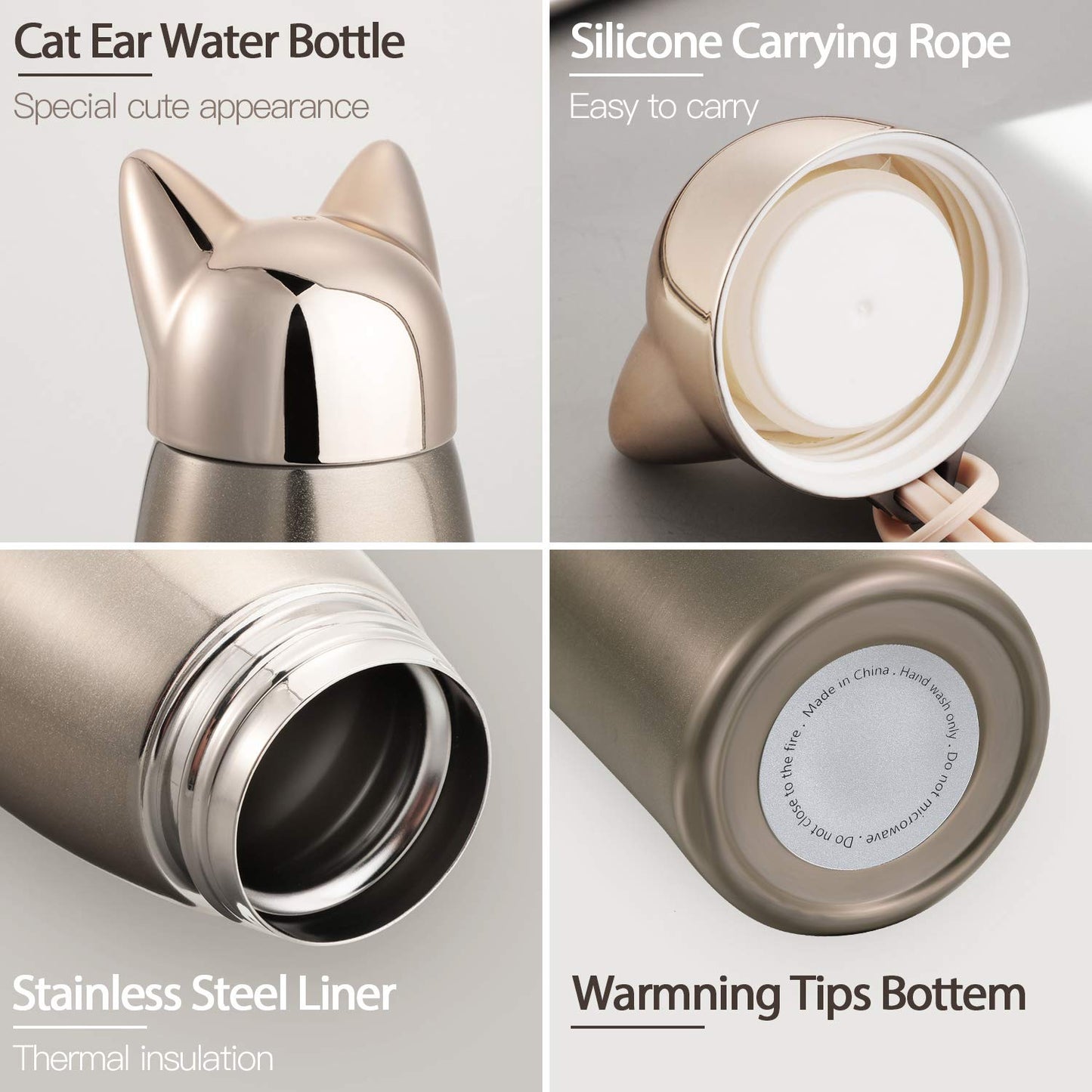 Cute Cat Water Bottle - Insulated Travel Mug