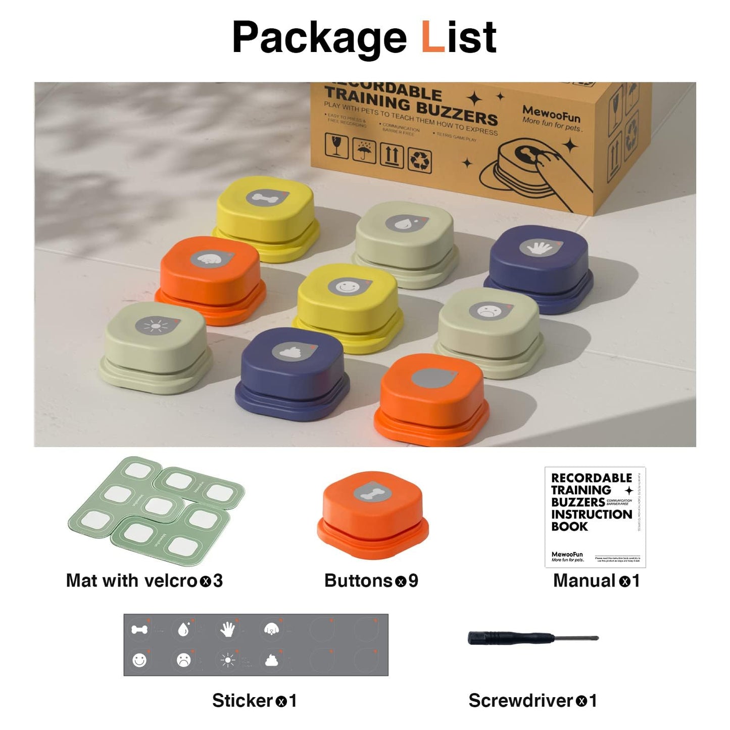 Dog Talking Buttons Set - 9 Pack