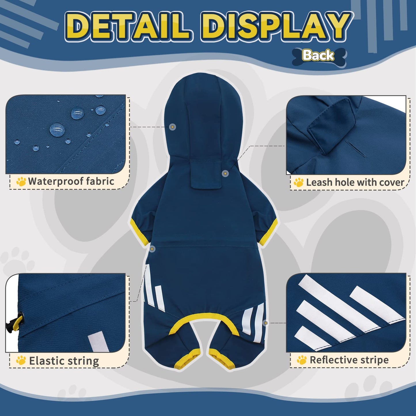 Waterproof Dog Raincoat with Hood - Blue (S)