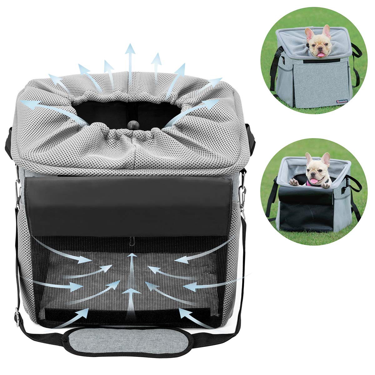 Pet Carrier Bicycle Basket - Grey