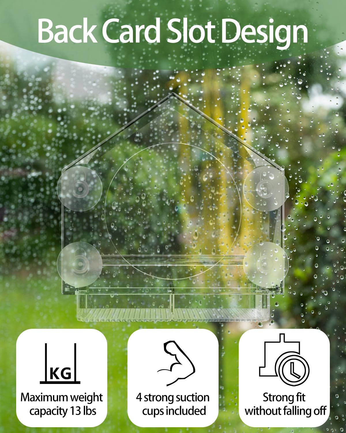 Clear View Window Bird Feeder - Strong Suction Cups