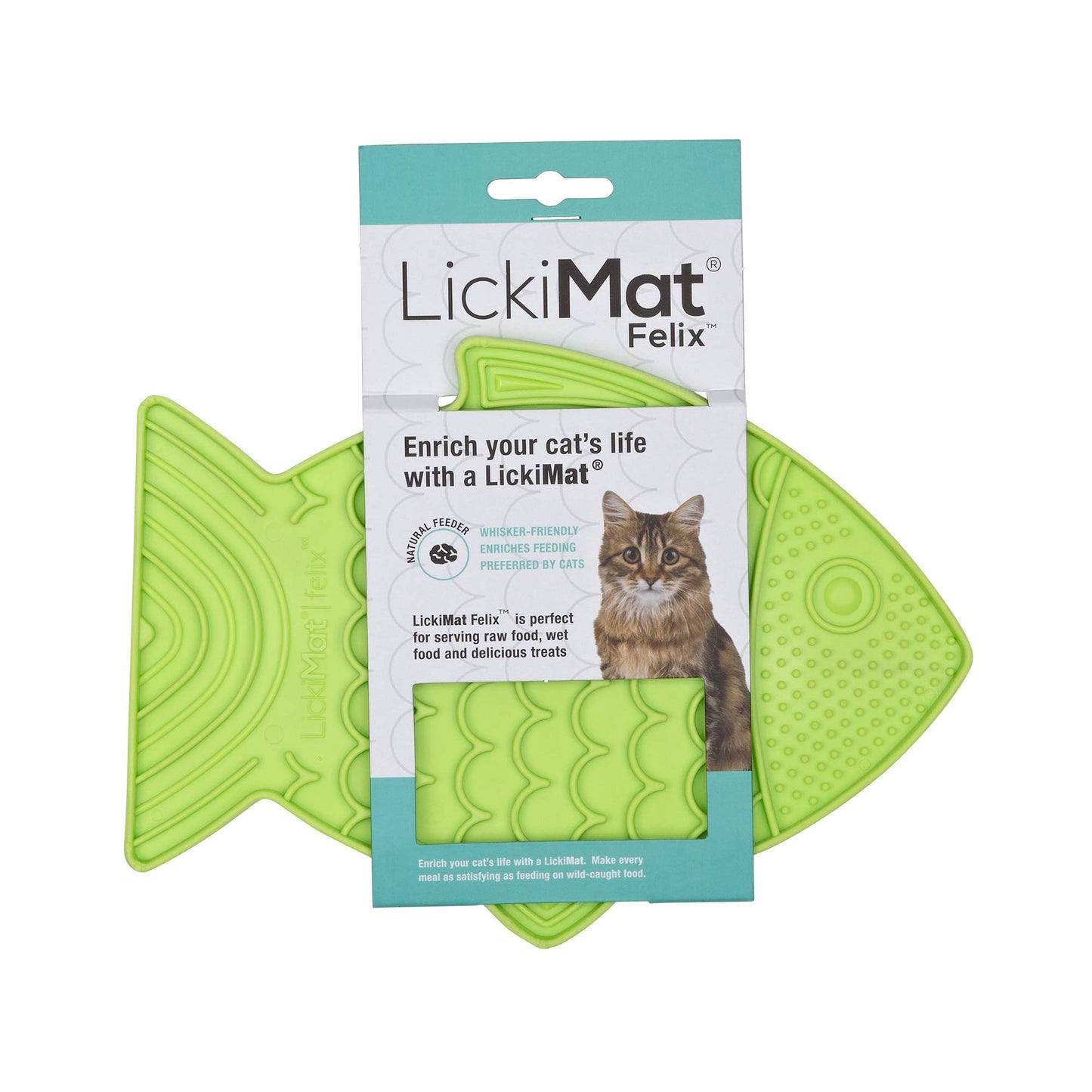 Fish-Shaped Cat Slow Feeder Mat - Green