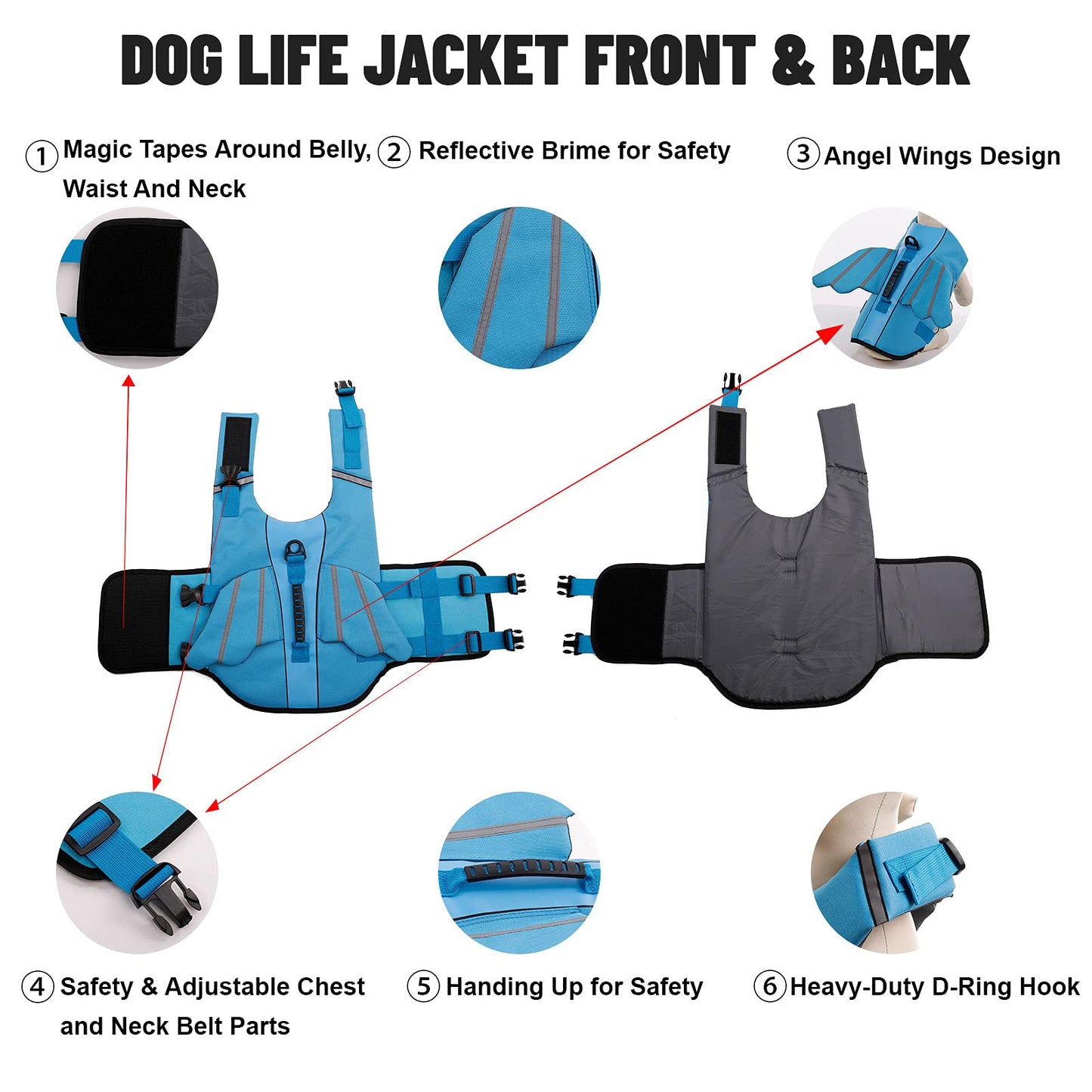 Dog Life Jacket - Blue, Adjustable