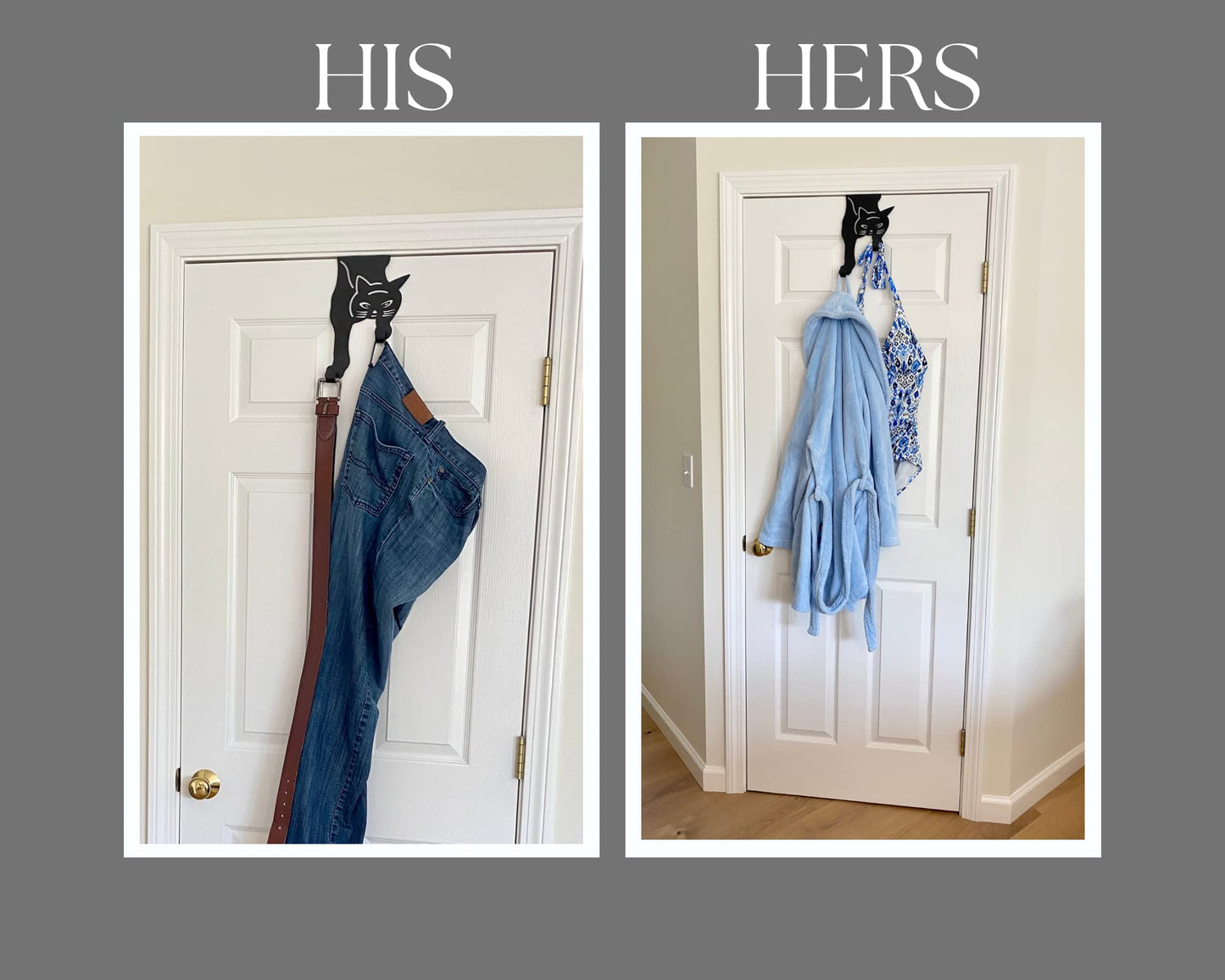 Cat Over The Door Hooks - Black