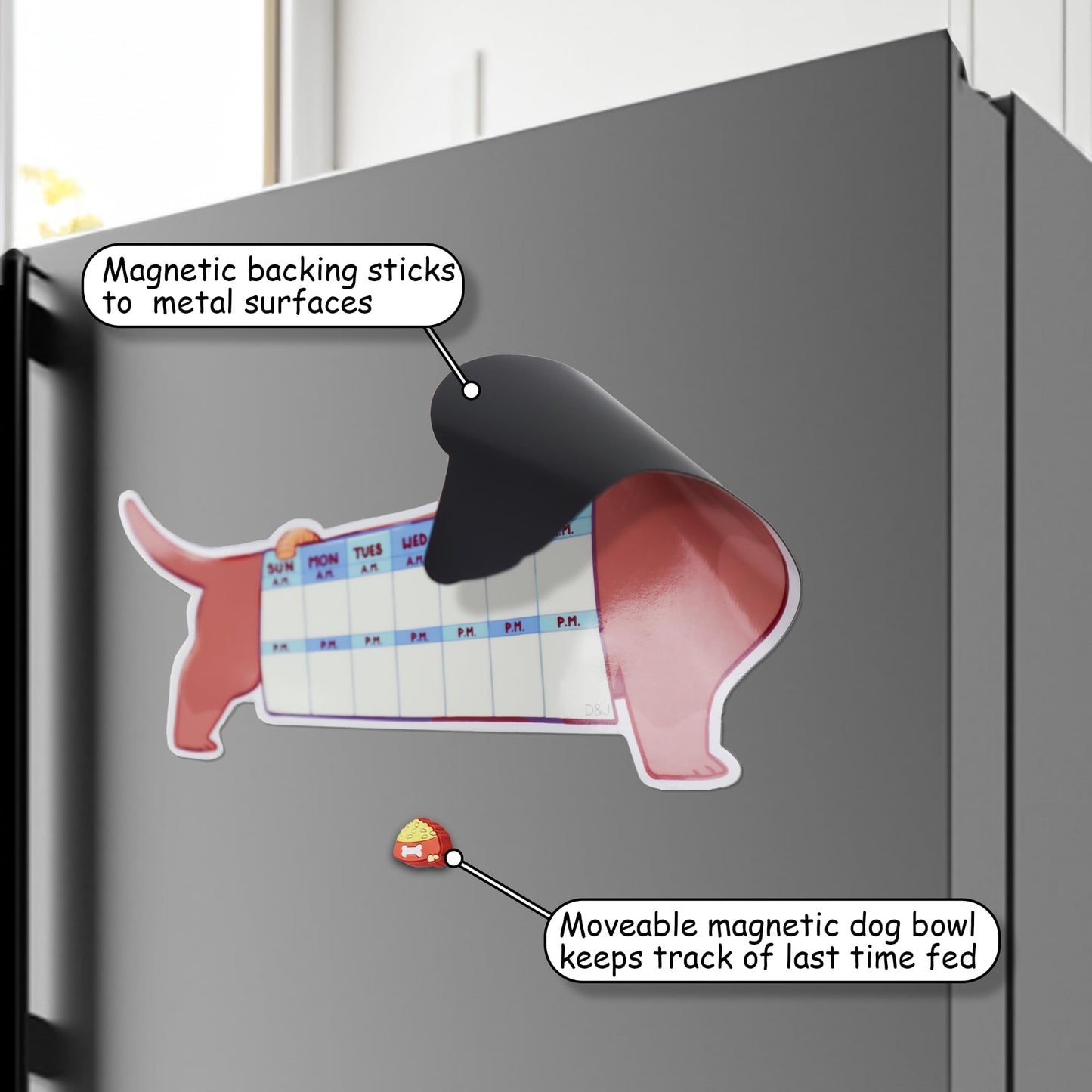 Dog Feeding Reminder Magnet - AM/PM Chart