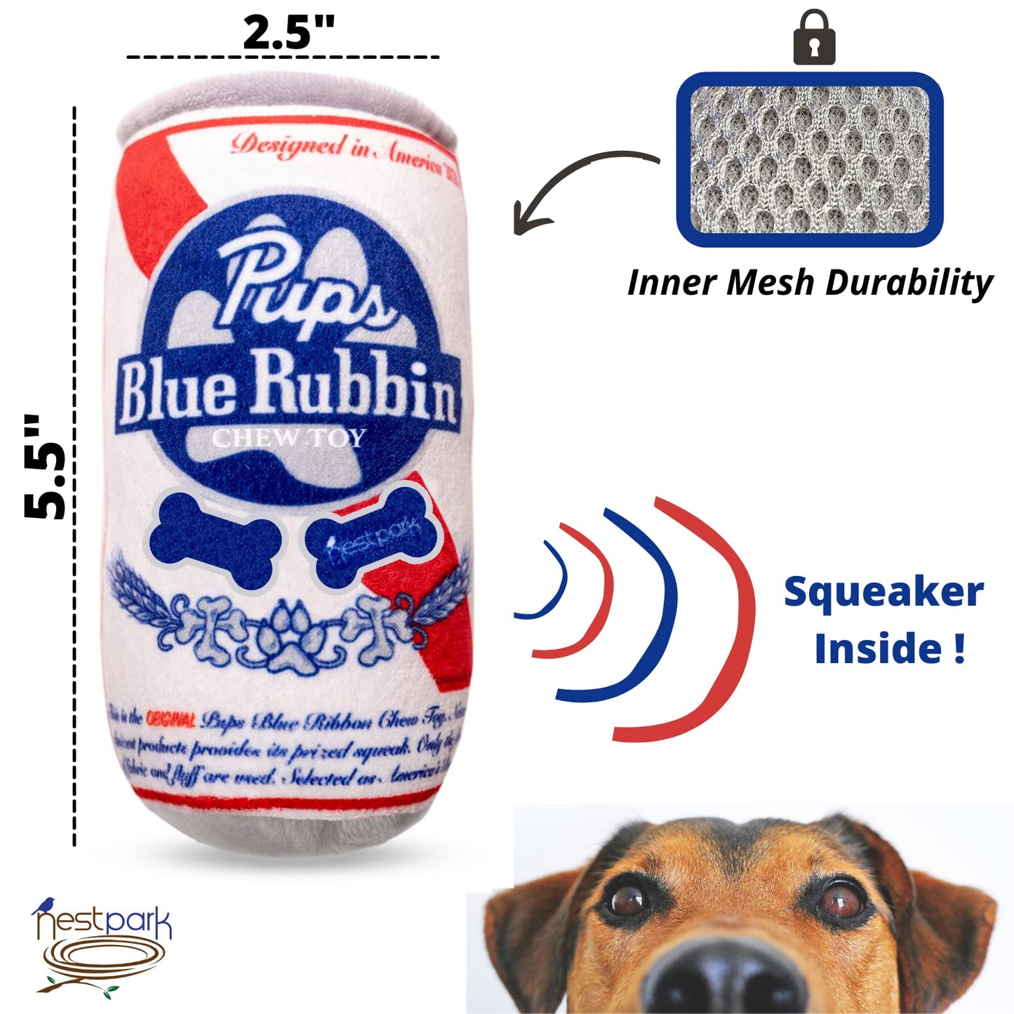 Beer Plush Squeaky Dog Toys - 2 Pack