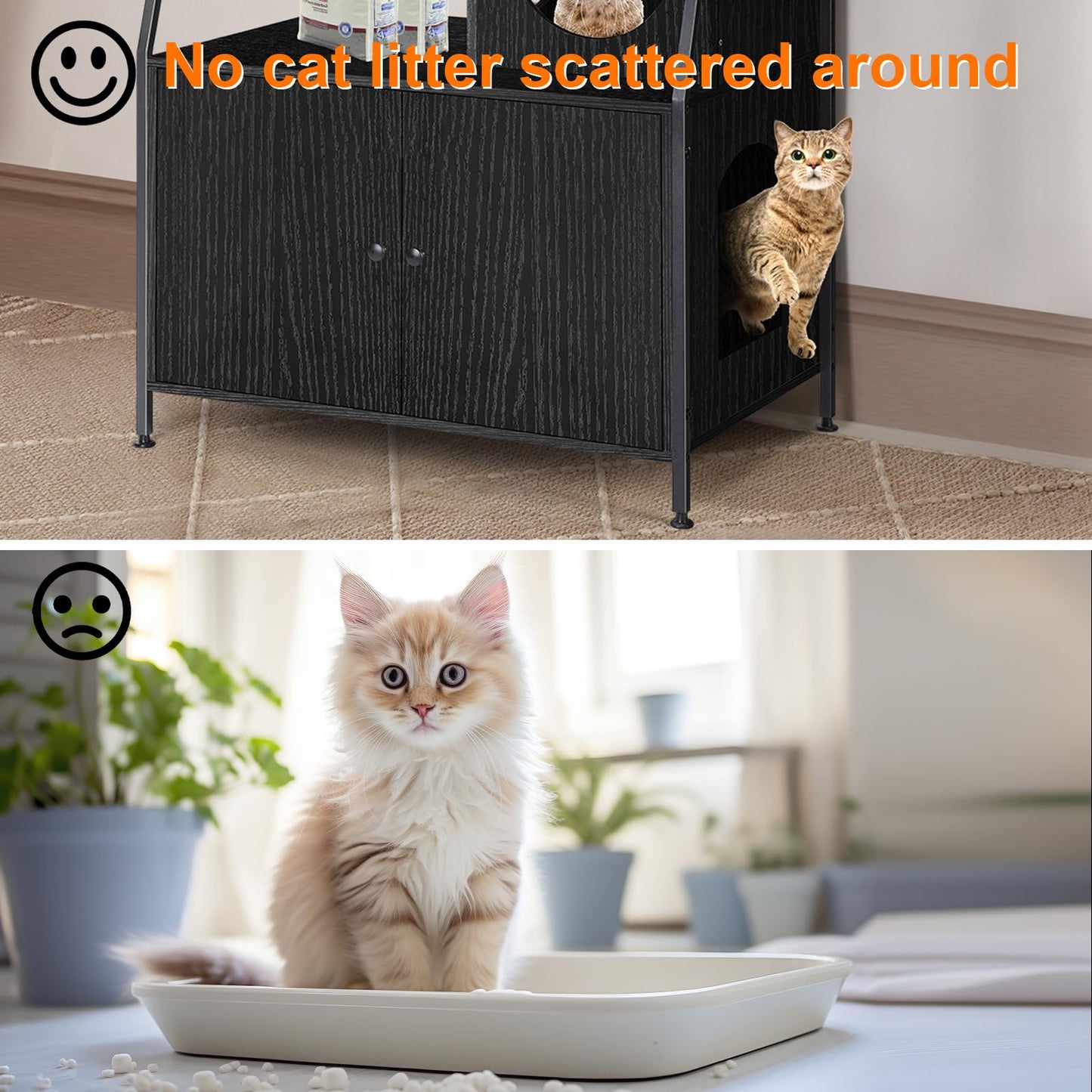 Cat Litter Box Enclosure with Storage Shelves