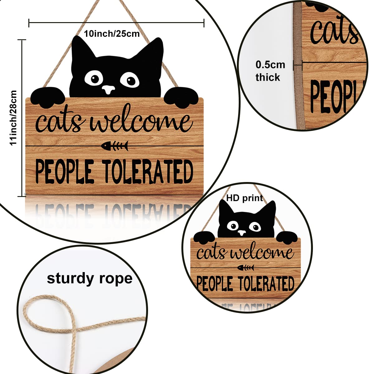 Funny Cat Welcome Sign - Black Cat Decor