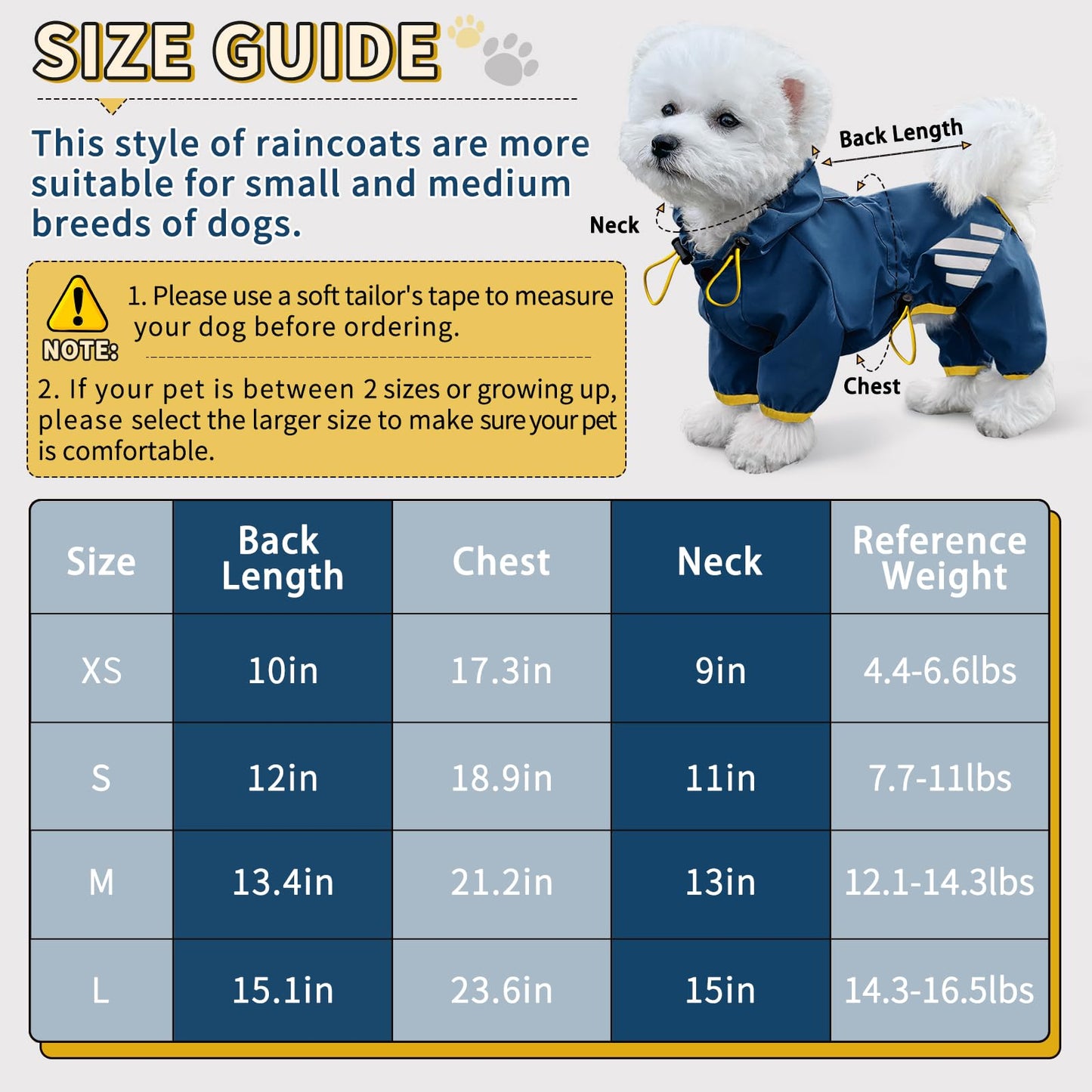 Waterproof Dog Raincoat with Hood - Blue (S)