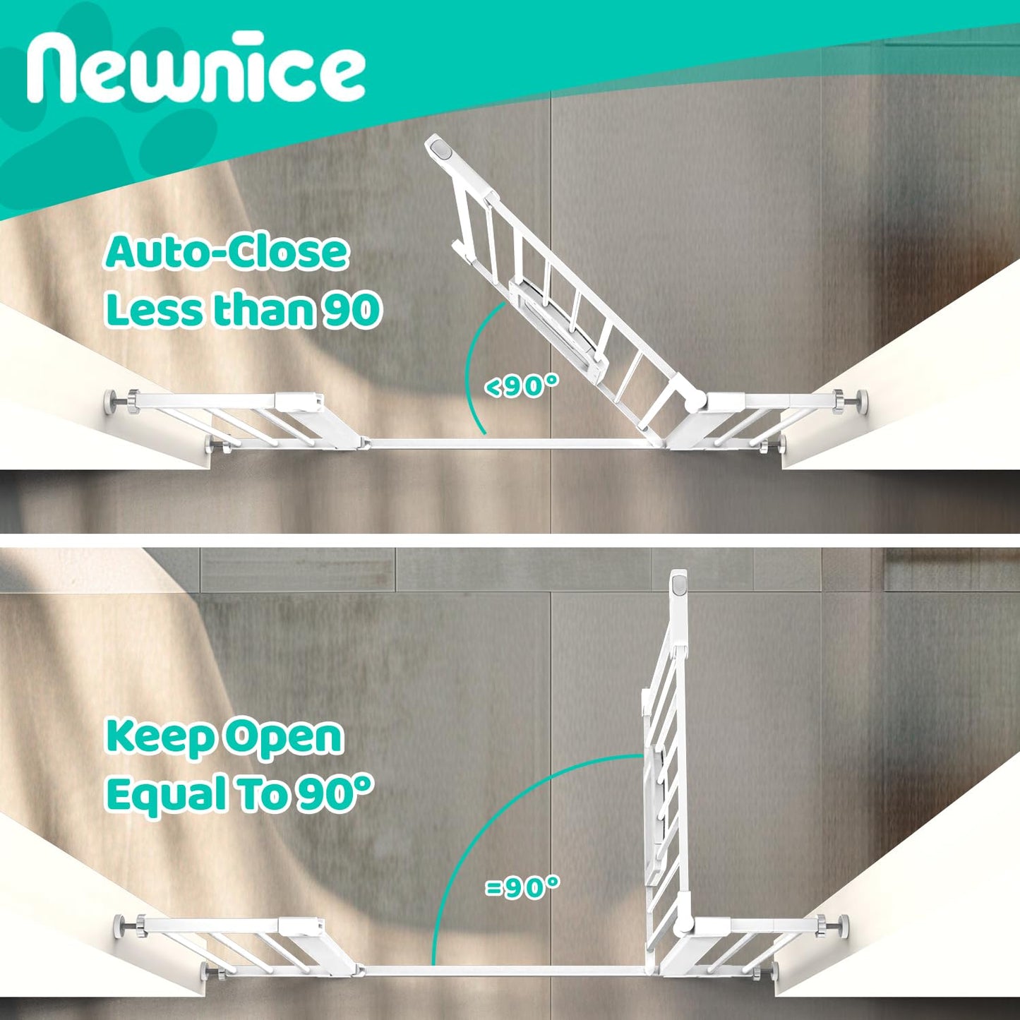 Baby Gate with Cat Door - Auto Close, White