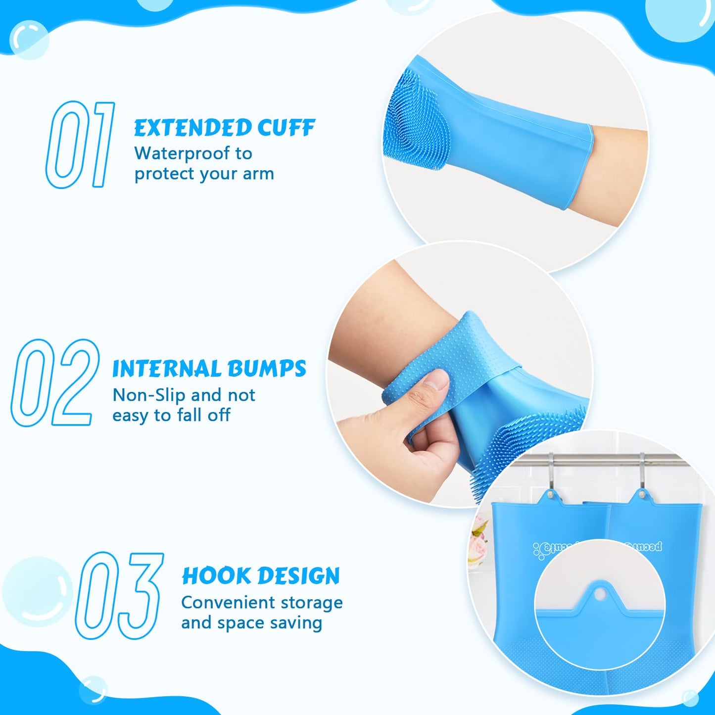 Pet Grooming Gloves - Heat Resistant, Blue