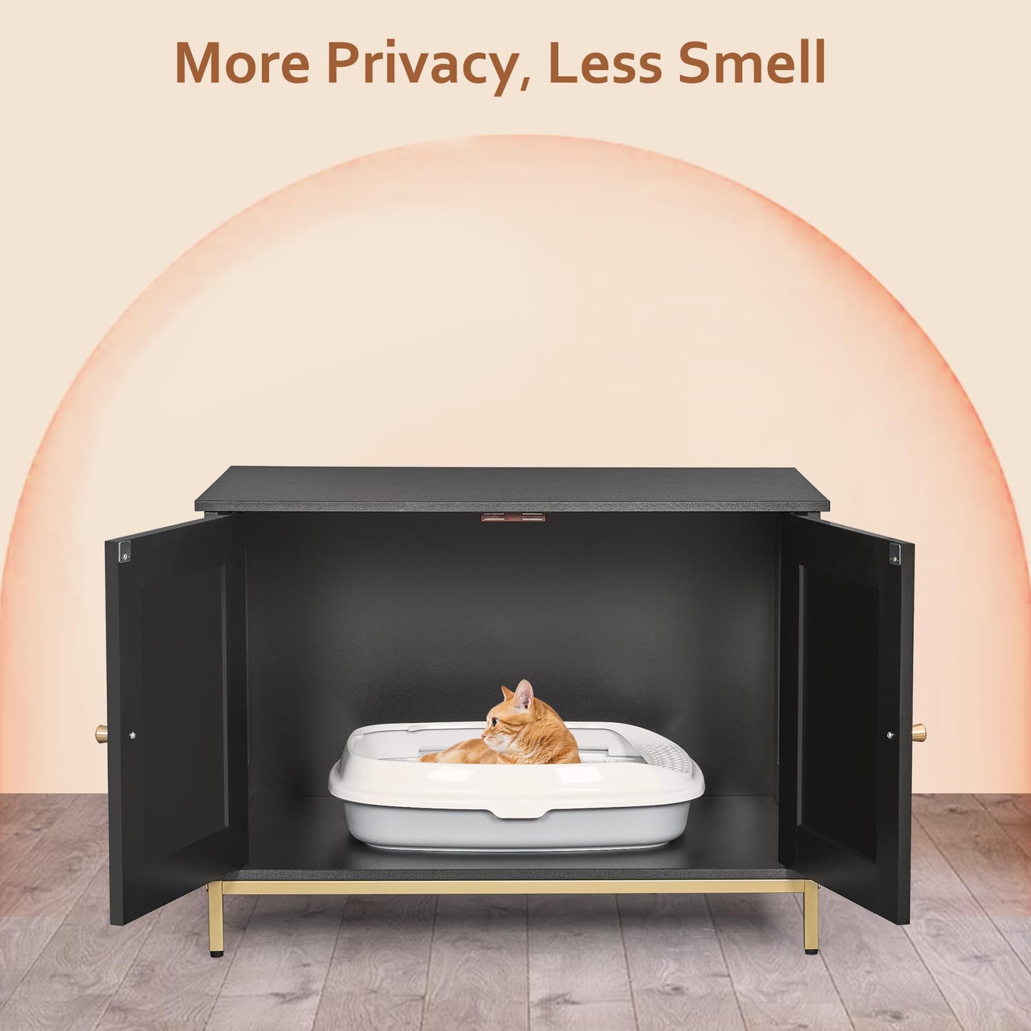 Cat Litter Box Enclosure - Black and Gold