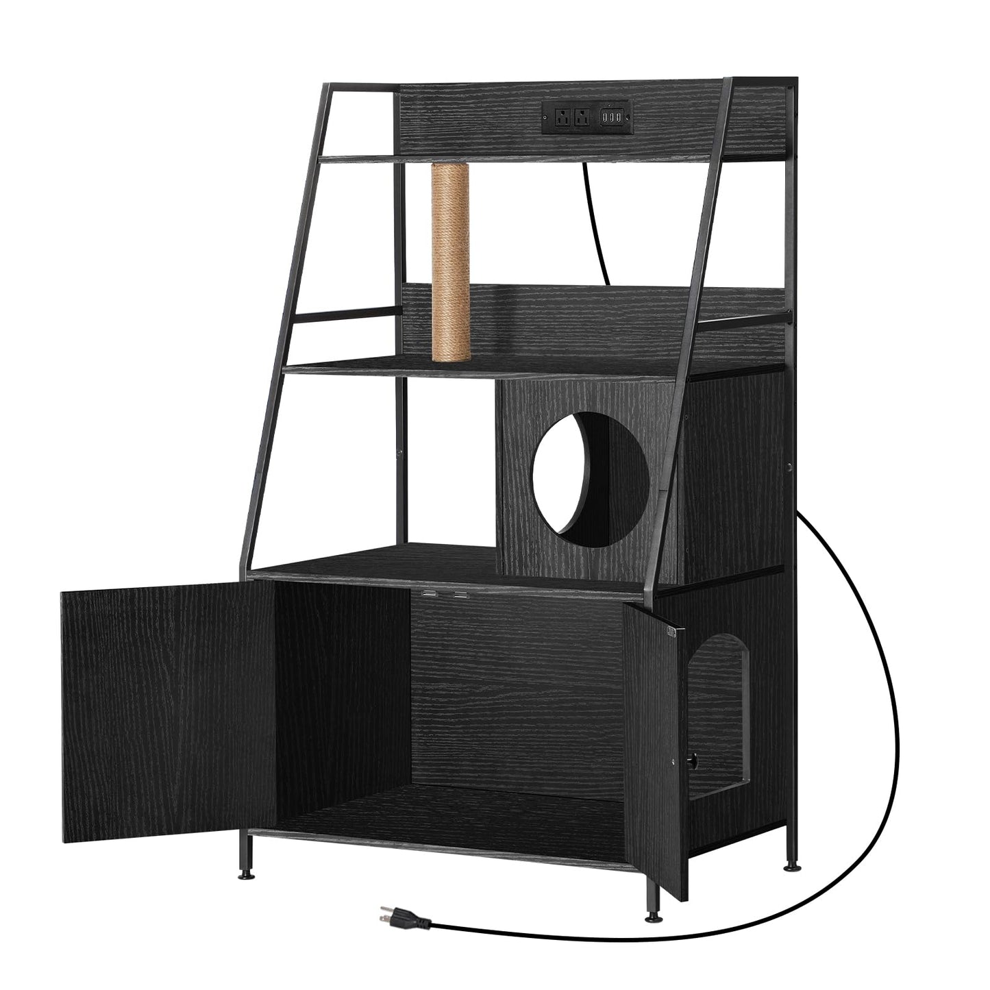 Cat Litter Box Enclosure with Storage Shelves