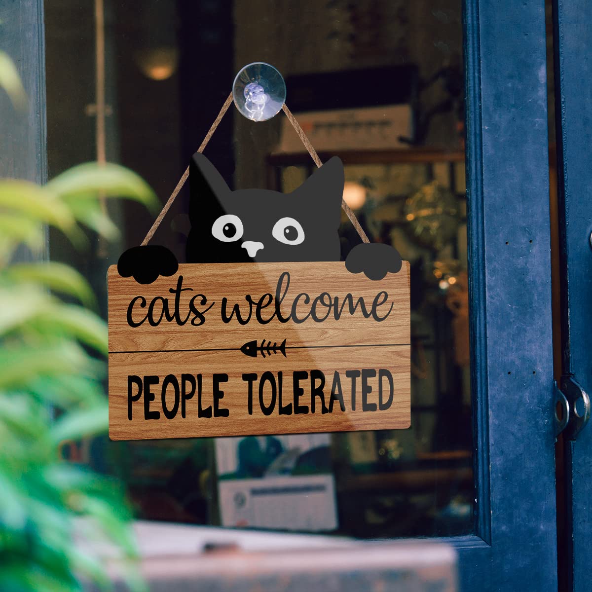Funny Cat Welcome Sign - Black Cat Decor