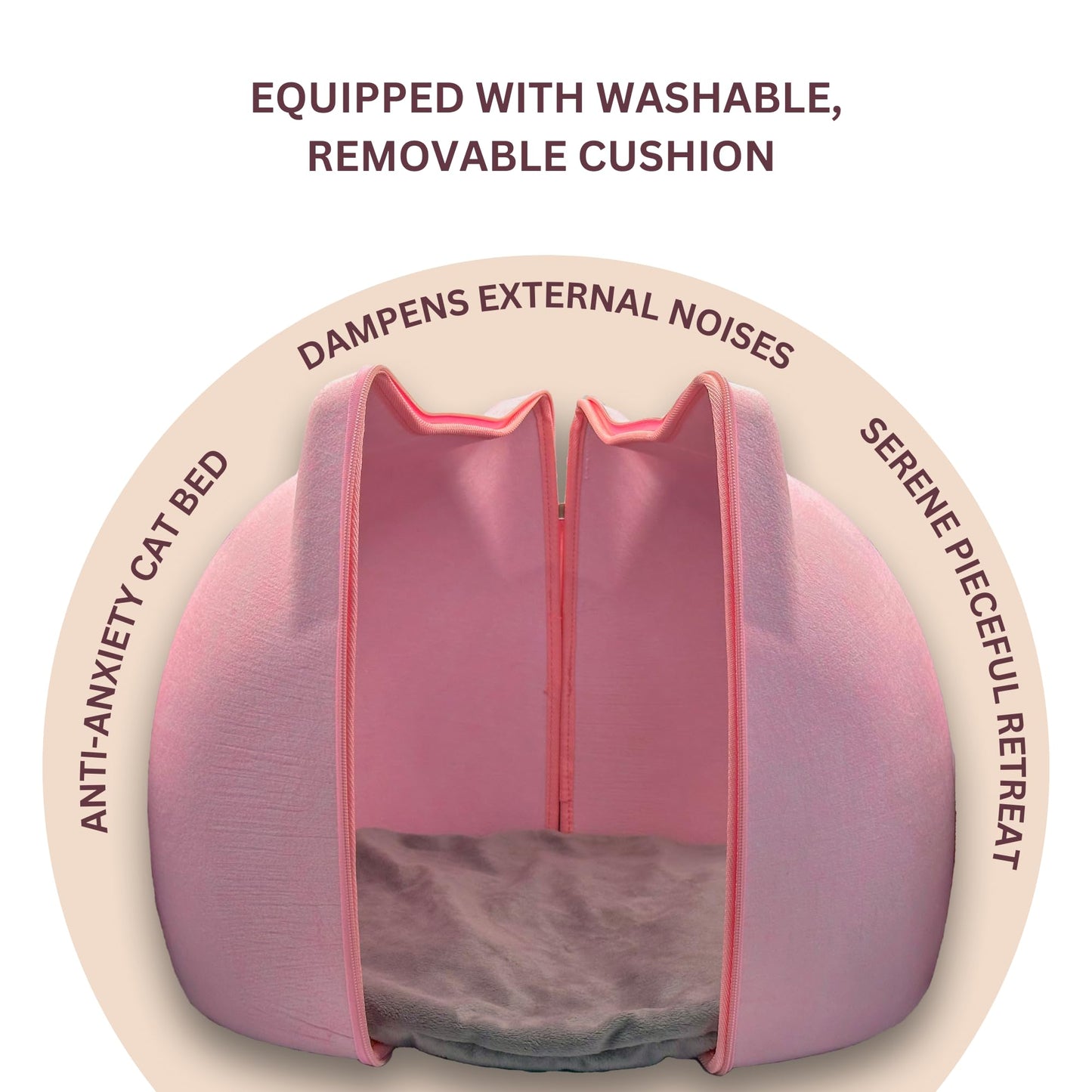 Cat Bed for Indoor Cats - Felt Cave, Pink