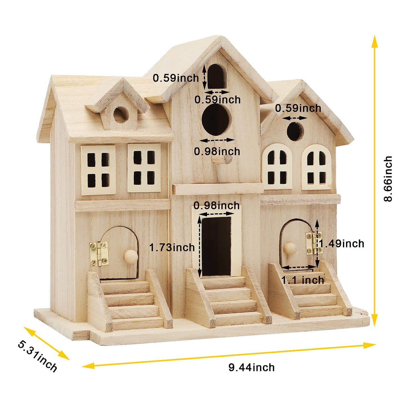 Wooden Birdhouse with Hanging Tools