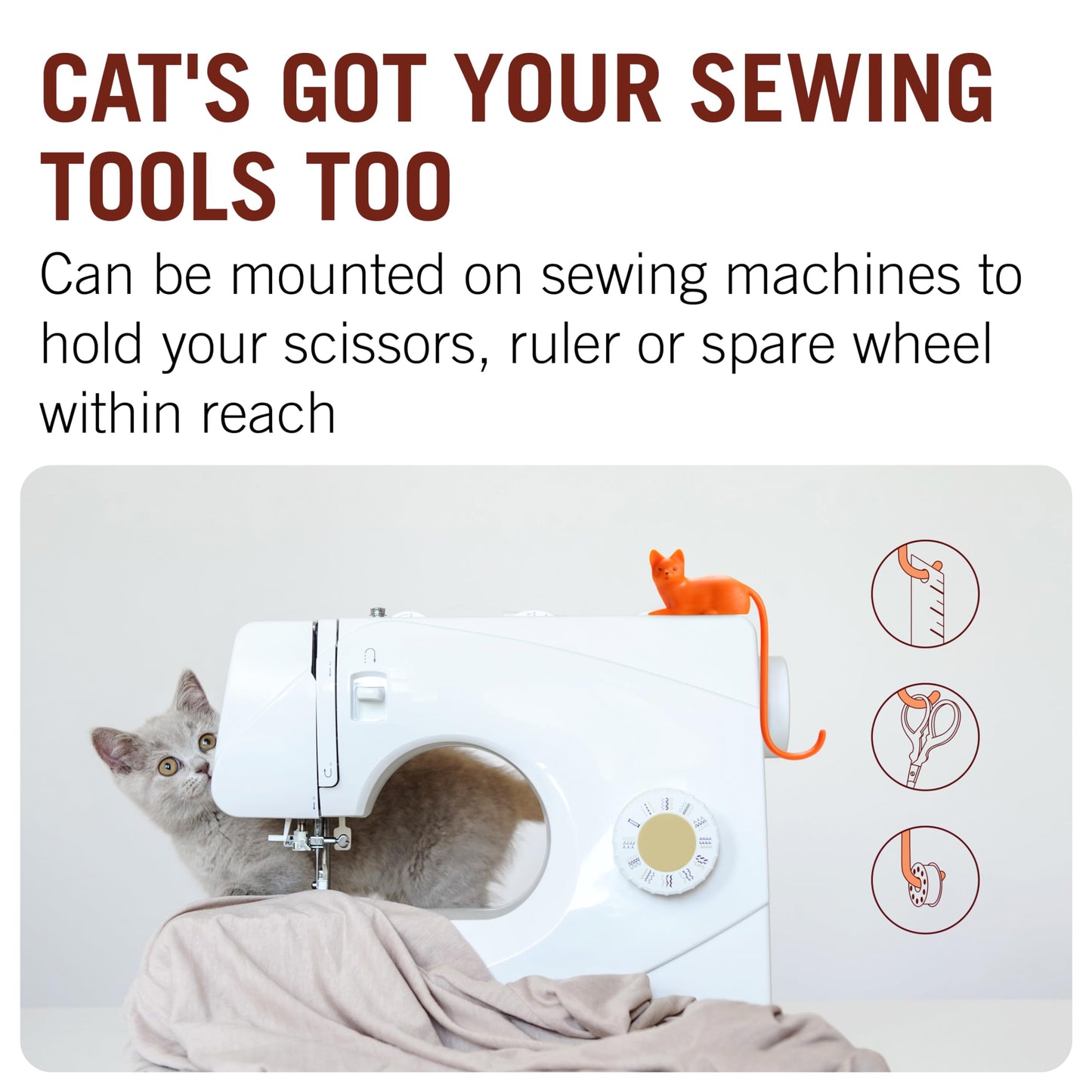 Cat Tail Hook for Desk or Screen - Orange & White
