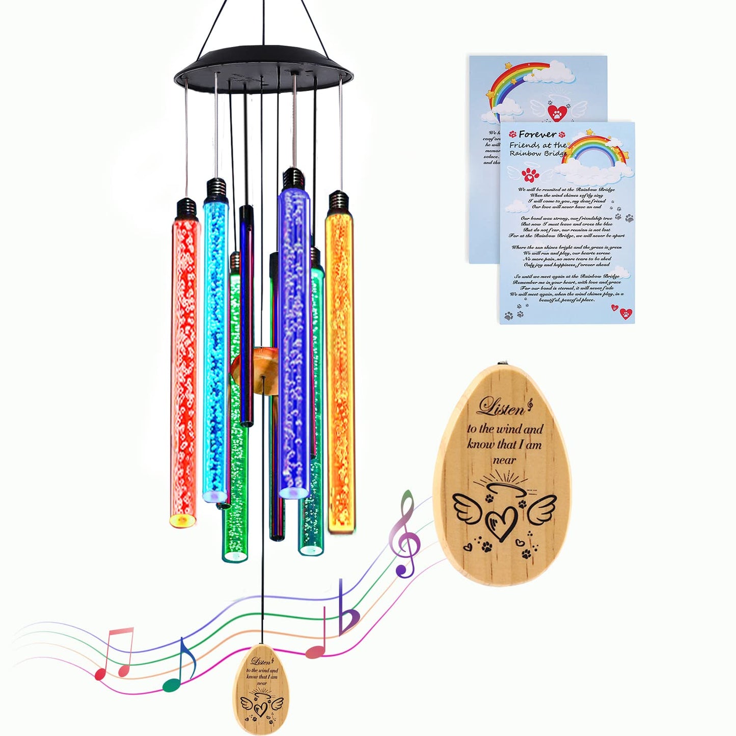 Solar Pet Memorial Wind Chime - Color Changing