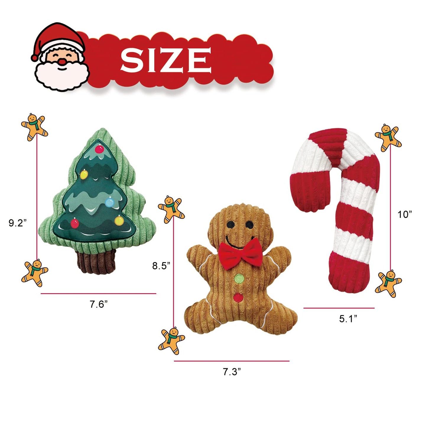 Christmas Dog Squeaky Toys - 3 Pack