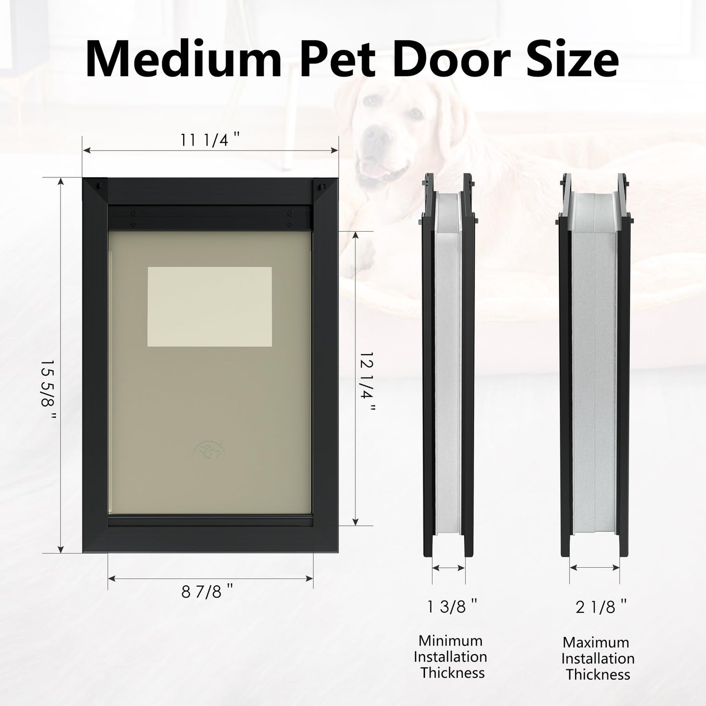 Weatherproof Dog Door with Sliding Lock Panels