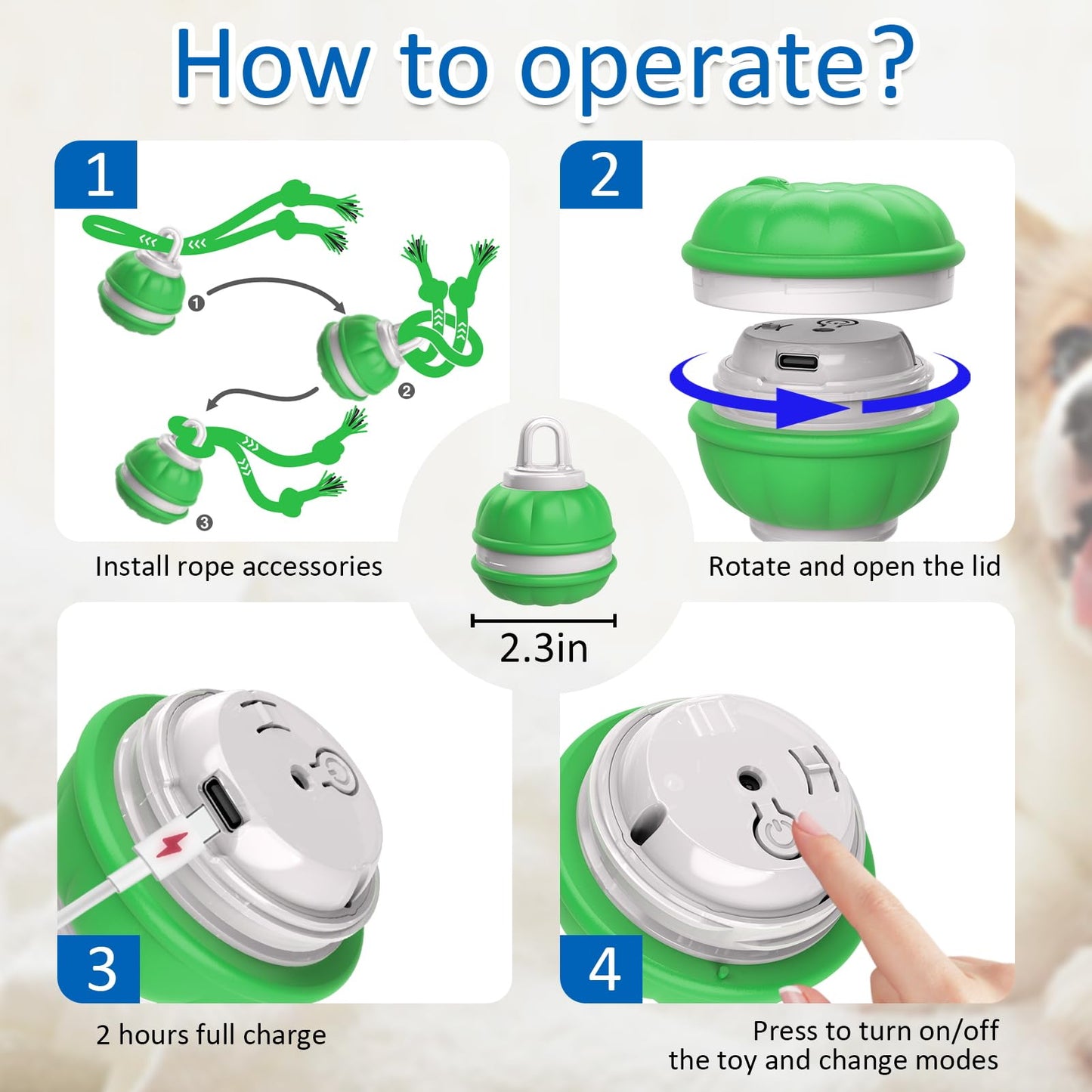 Interactive Dog Toys - Motion Activated Rolling Ball