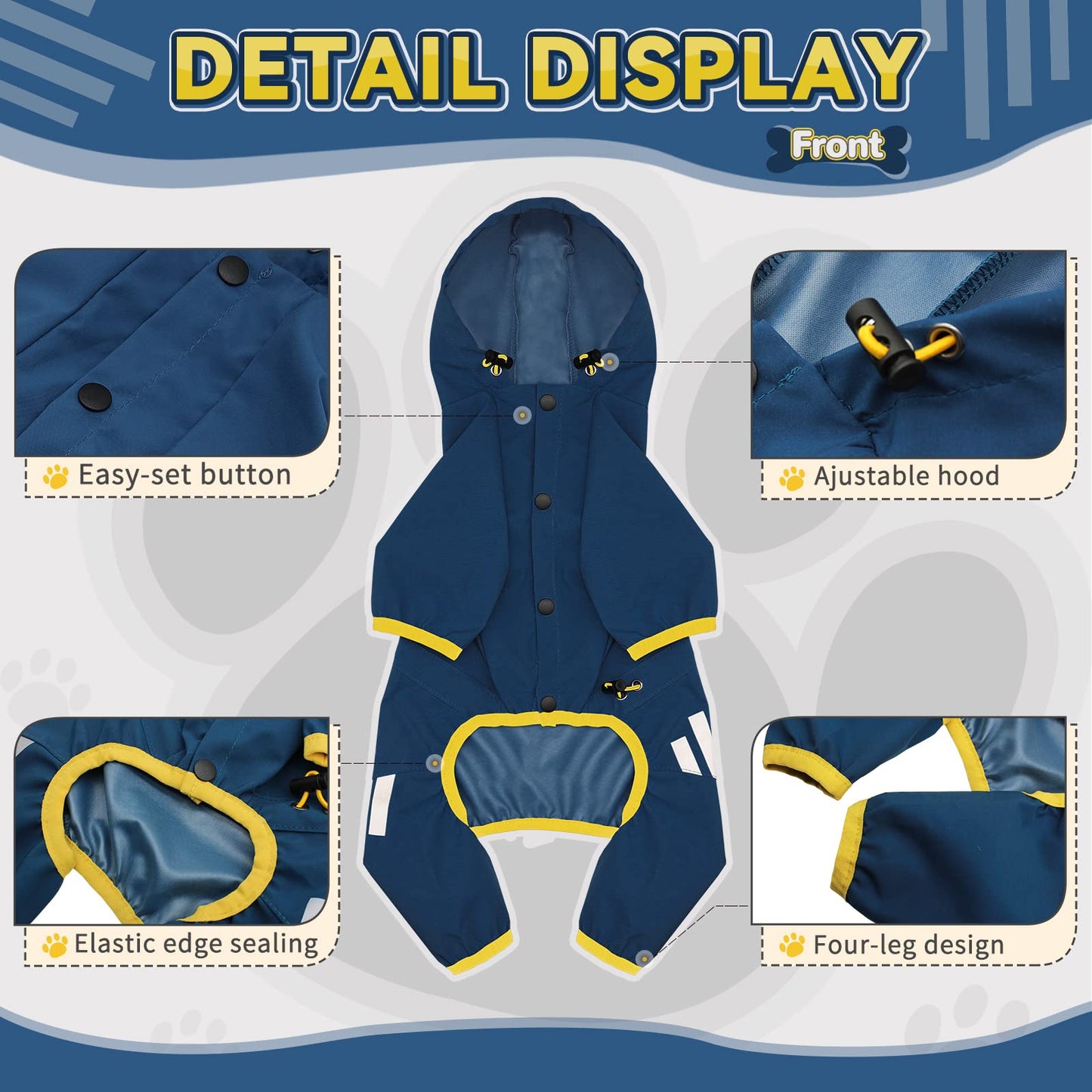 Waterproof Dog Raincoat with Hood - Blue (S)