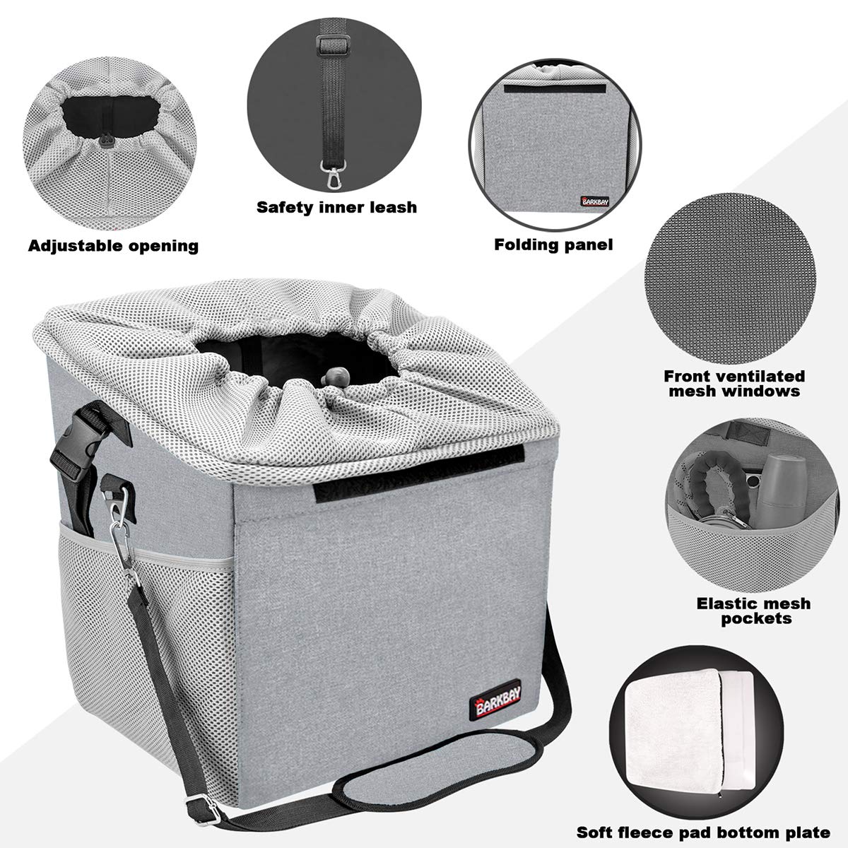 Pet Carrier Bicycle Basket - Grey