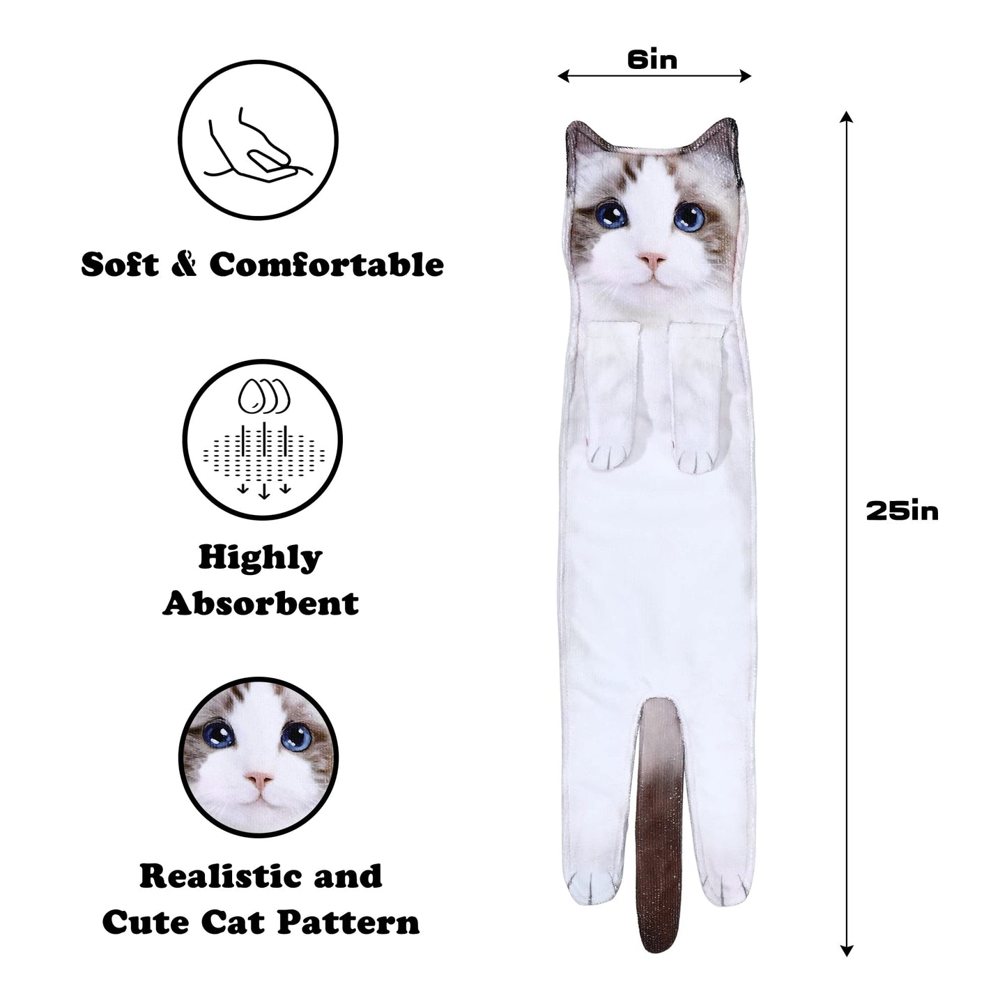 Cat Hand Towels - Cute Decorative