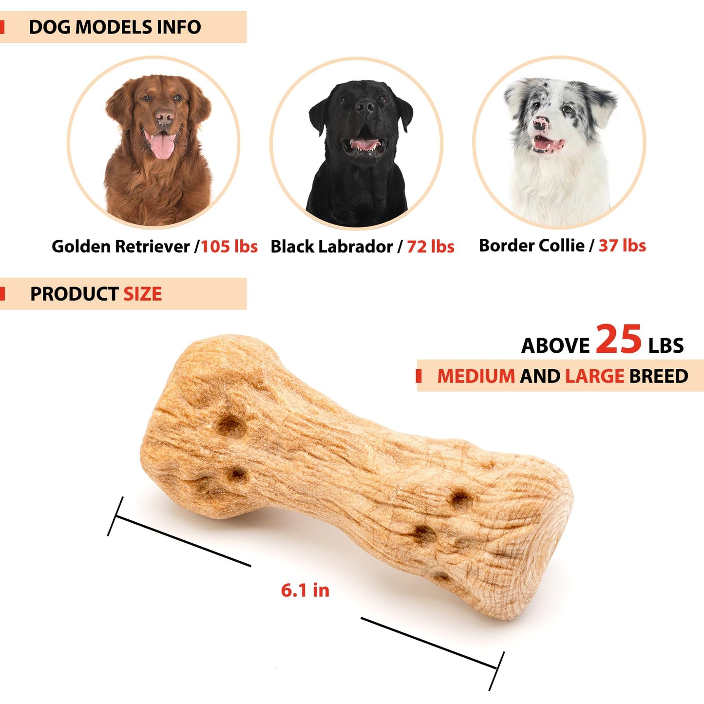 Dog Chew Toys - Tough, Pine Wood & Nylon