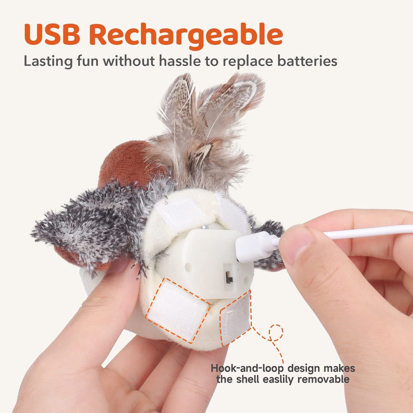 Rechargeable Flapping Bird Cat Toy - 4"
