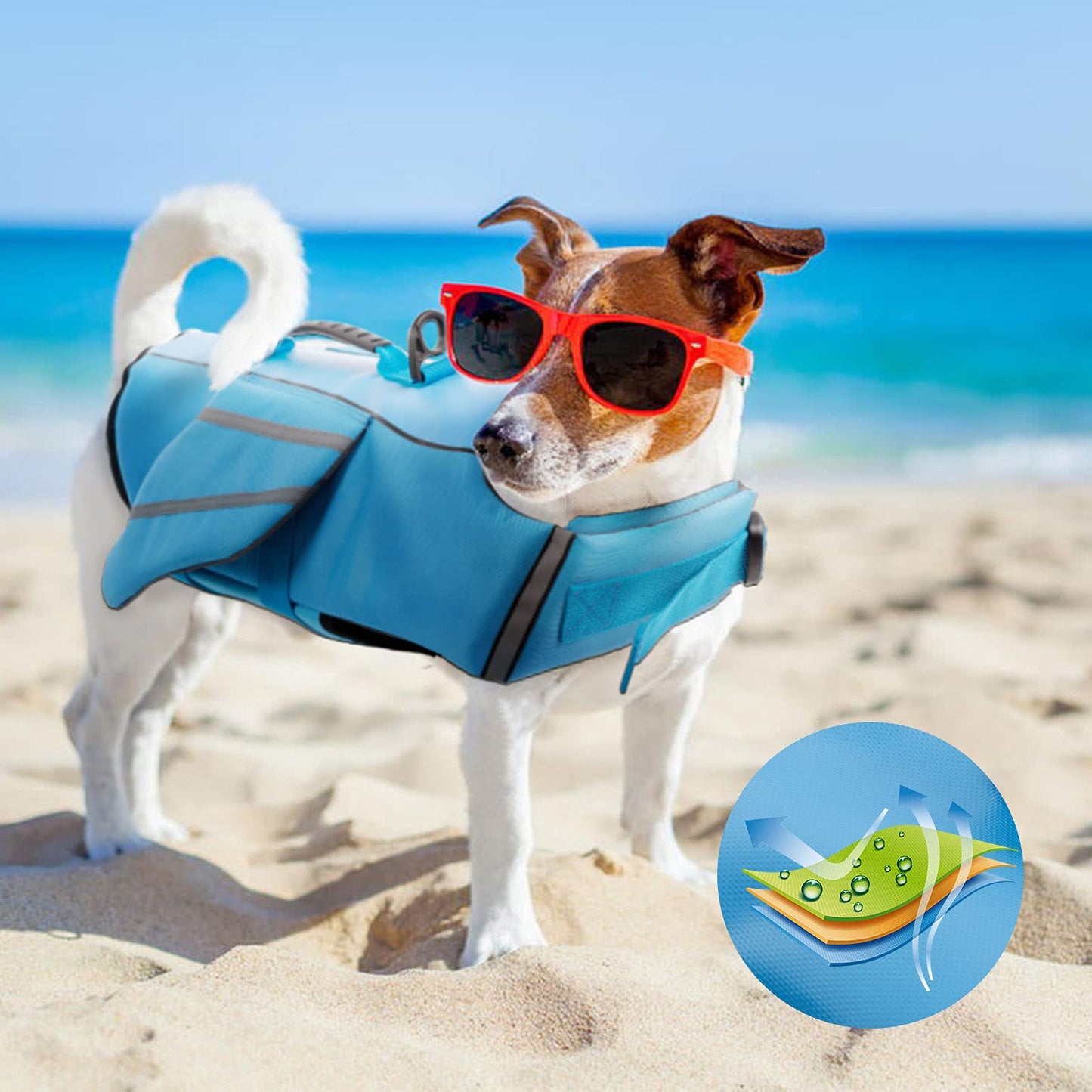 Dog Life Jacket - Blue, Adjustable
